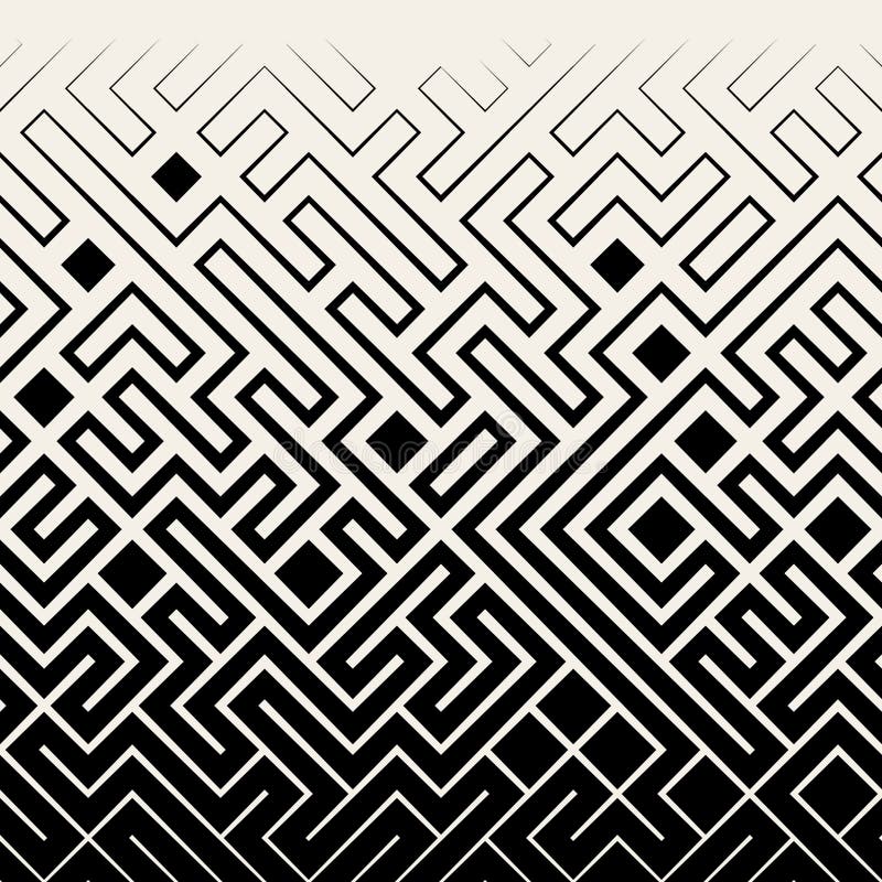 Fyrkant Maze Lines Halftone Pattern för svart för vektor sömlös vit & vektor illustrationer