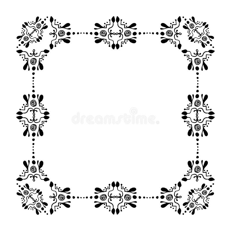 Quadrangular decorative ornamental border with corner. For children, women, wedding holiday. Quadrangular decorative ornamental border with corner. For children, women, wedding holiday