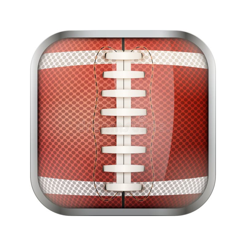 Square icon for american football sports application or games. Illustration of sporting field and play button. Square icon for american football sports application or games. Illustration of sporting field and play button.