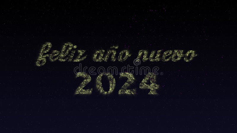 Fyrverksanimering 2024. espanolhälsningar. stock illustrationer