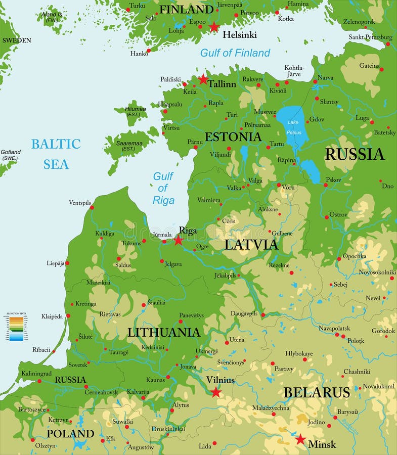 Fysisk översikt för baltiska länder