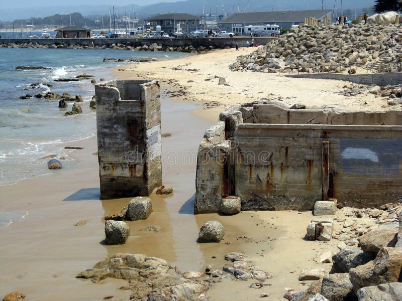 The remains of an old fish cannery on the shoreline at Monterey, California. The remains of an old fish cannery on the shoreline at Monterey, California