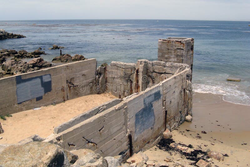 The remains of an old fish cannery on the shoreline at Monterey, California. The remains of an old fish cannery on the shoreline at Monterey, California
