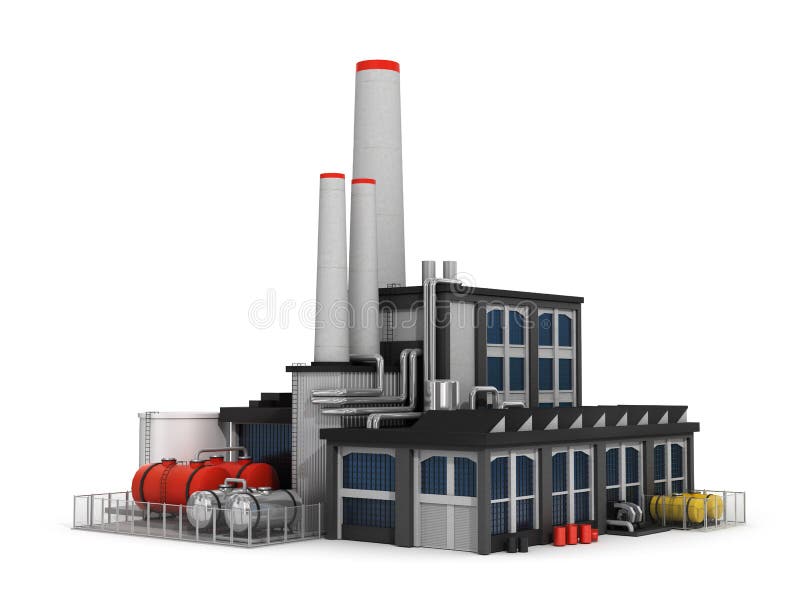 Fábrica en el fondo blanco stock de ilustración. Ilustración de