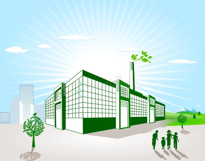 Green factory, ecology factory building. Green factory, ecology factory building