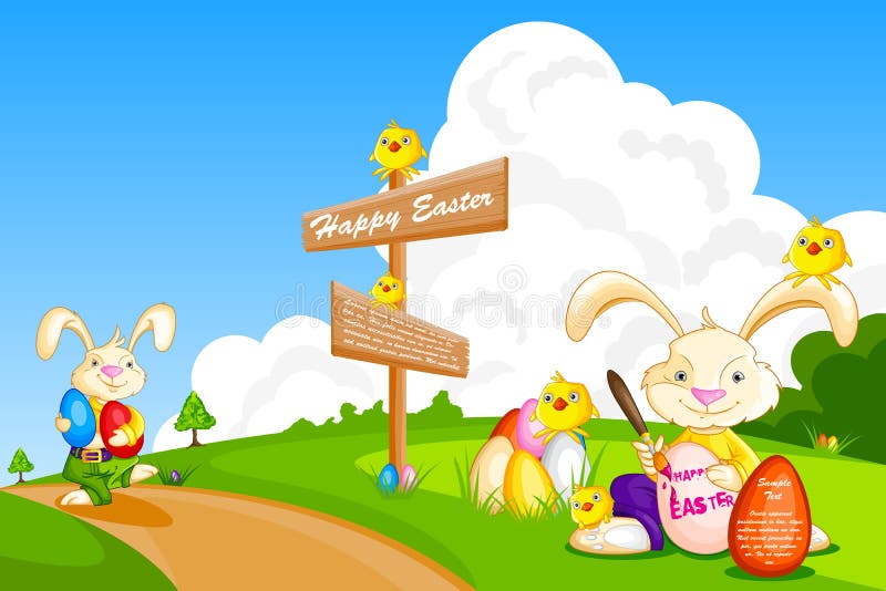 Conejito que pinta el huevo de Pascua libre illustration Conejito que pinta el huevo de Pascua libre illustration