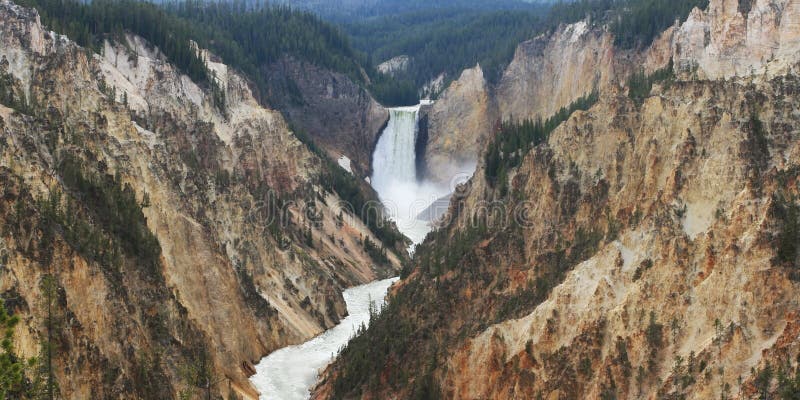 Fäll ned nedgångar i Grand Canyon av Yellowstone arkivbild Fäll ned nedgångar i Grand Canyon av Yellowstone arkivbild