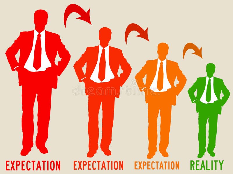 Lowering expectations to a realistic level (reality check concept). Lowering expectations to a realistic level (reality check concept)