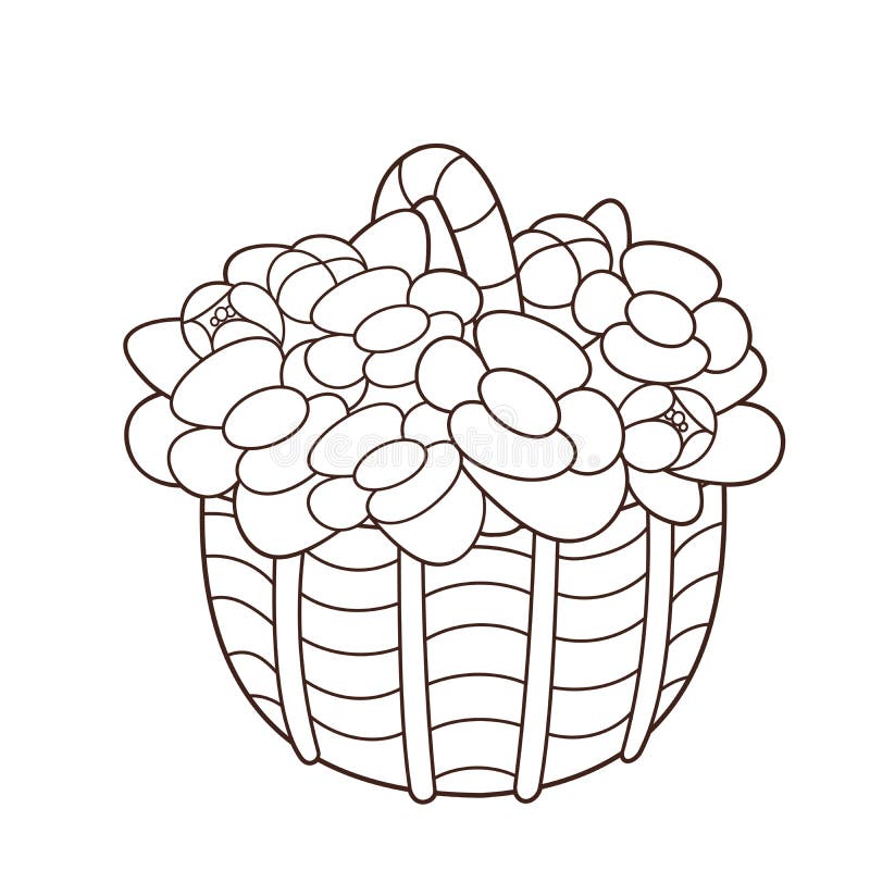 Färbungsseiten-Entwurf des Korbes der Blumen Malbuch für Kinder vektor abbildung Färbungsseiten-Entwurf des Korbes der Blumen Malbuch für Kinder vektor abbildung