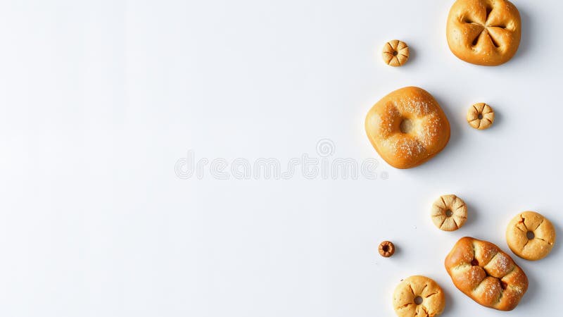 Färdigt bakade bredder på vit bakgrund stock illustrationer