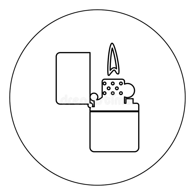 Färg för cigarettändaresymbolssvart i den isolerade cirkelvektorillustrationen vektor illustrationer