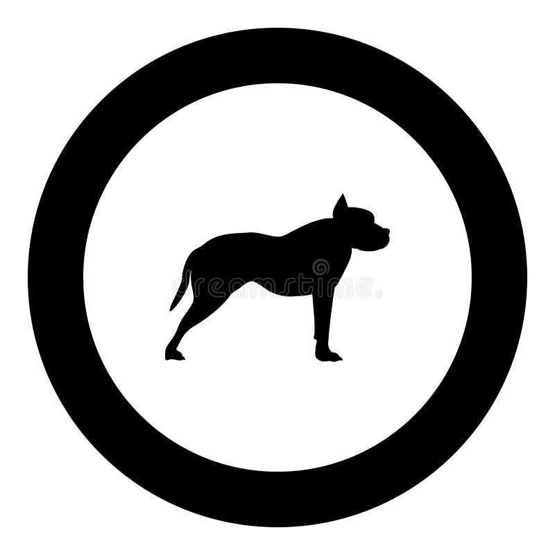 Färg för svart för gropbull terrier symbol i rund cirkel vektor illustrationer Färg för svart för gropbull terrier symbol i rund cirkel vektor illustrationer