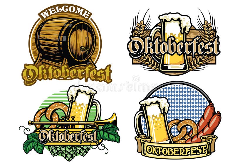 Färgad i sin helhet för samling för Oktoberfest emblemdesign