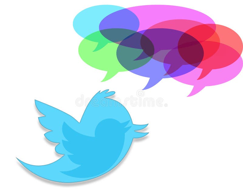 Färgad Twitter fågelbubbla vektor illustrationer