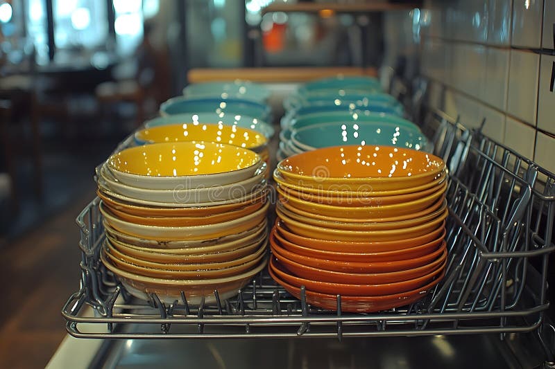 Färgbeklädda skikt i Dishwasher fotografering för bildbyråer