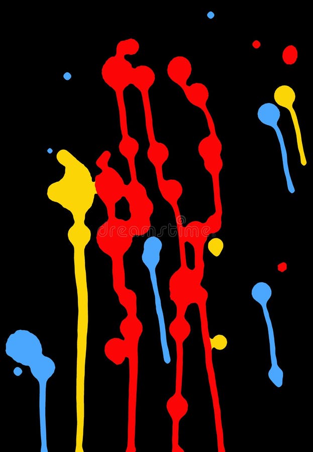 Färgfläckar på svart bakgrund stock illustrationer