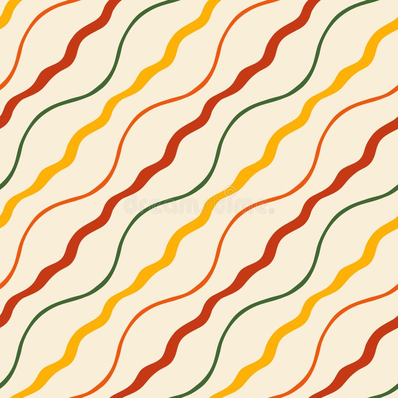 Färgfläcksvektor med diagonal vågig strimling, sömlös mönsterlös. Modern minimal upprepad design med handritade kurvlinjer på stock illustrationer