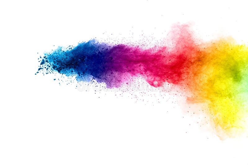 Färgfull explosion för Glad Holi-pulver Abstrakt bakgrund av färgpartiklar som brinner eller skavlar