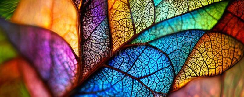 Färgfull makro CloseUp of Leaf Veins with Vivid Details (levande) vektor illustrationer
