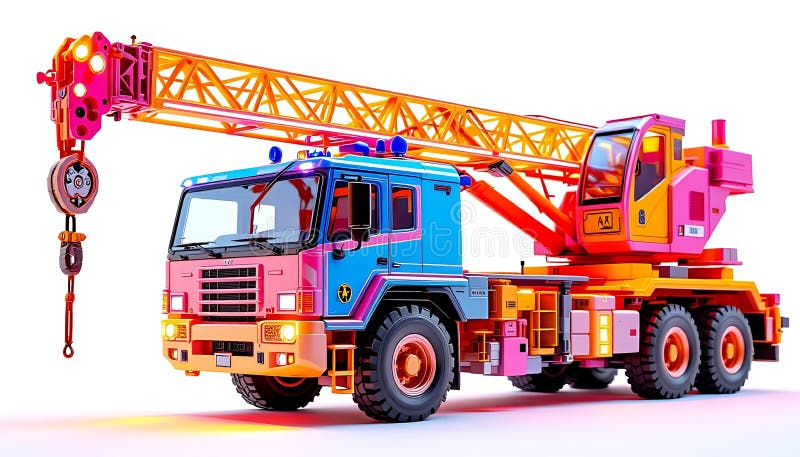 Färgfull Mobile Crane Truck royaltyfri fotografi
