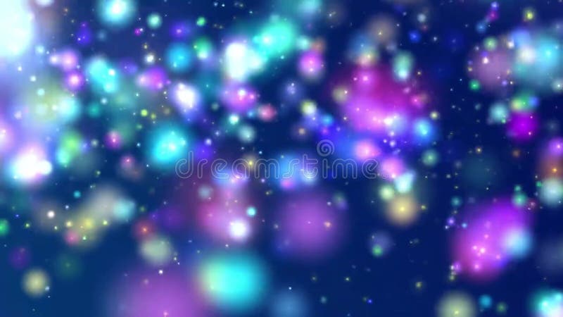 Färgfulla Bokeh Light Animation Sparkling Multicolor Glow Particles on Dark Blue Background stock video