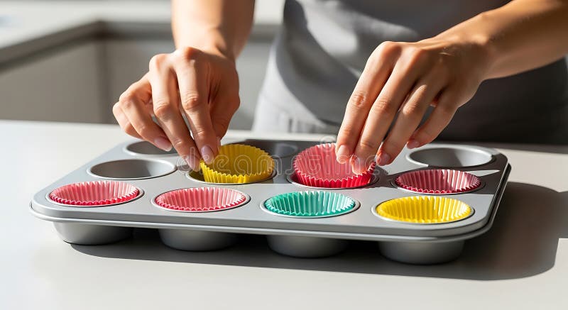 Färgfyllda Cupkaklinor royaltyfria foton