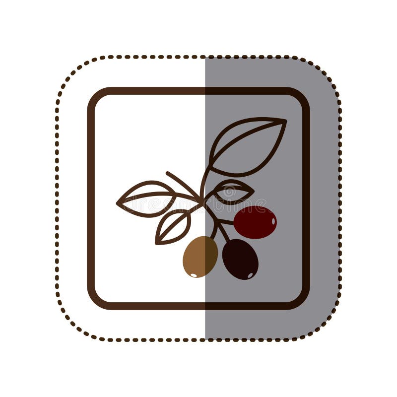 Färgklistermärkekontur i fyrkantig ram med kaffeträdfilialen vektor illustrationer