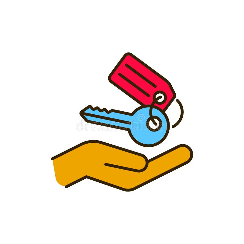 Färglinjeikon för hand-tangenter. uthyrning. piktogram för webbmobilappsprogram. Ui ux-designelement. redigerbar stock illustrationer