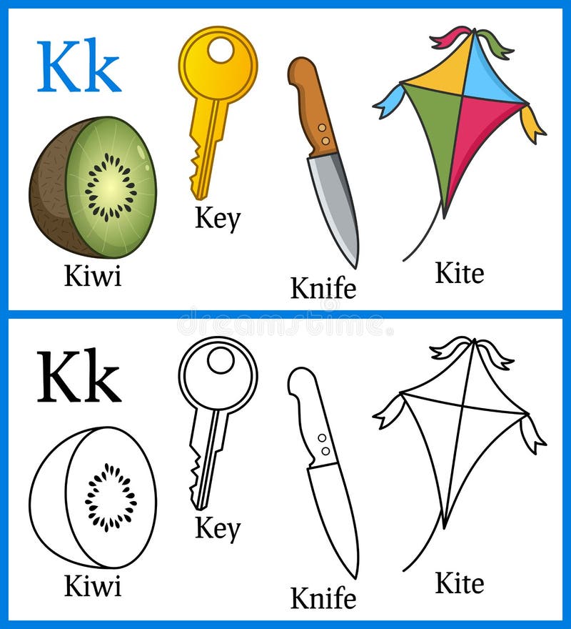 Färgläggningbok för barn - alfabet K