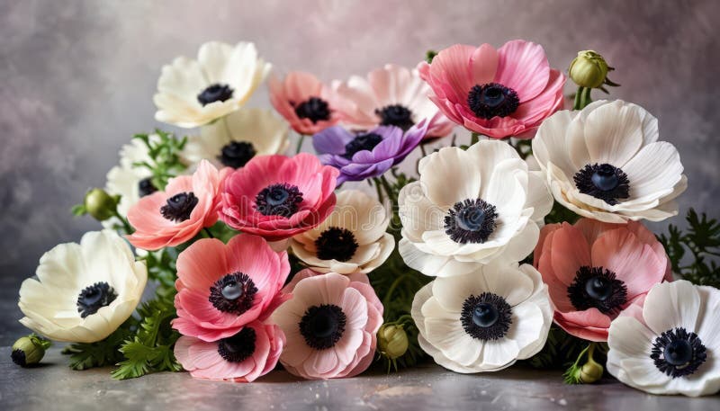 Färglös anemonpott royaltyfri illustrationer