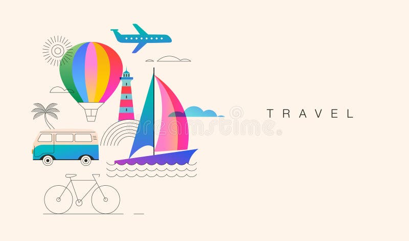Färglös sommarsemesterbakgrund. Ljusmodern illustration med färgövertoning. stock illustrationer
