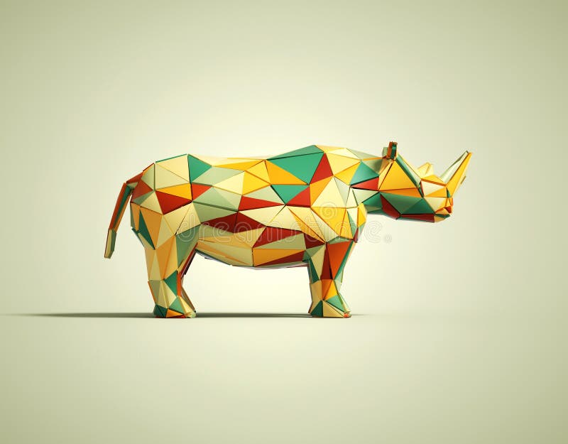 Färglöst lågpoly rhino stock illustrationer