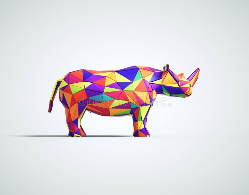 Färglöst lågpoly rhino royaltyfri illustrationer