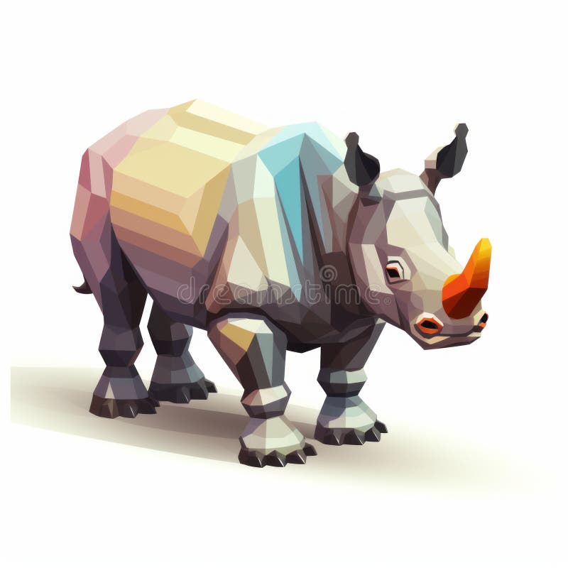 Färglöst lågpoly rhino : uppfinningsrik som inspirerats av gino severini och kevin sloan royaltyfri illustrationer