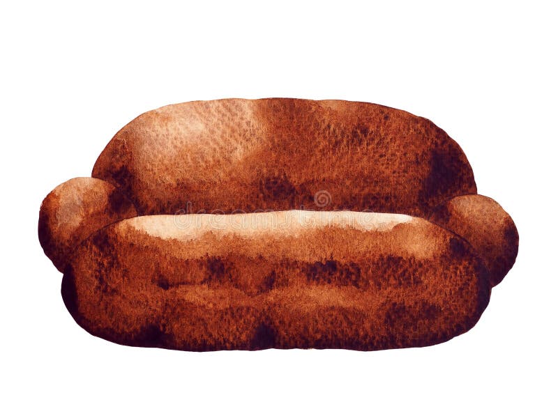 Färgmålning för brunsofa-konst illustration vektor illustrationer