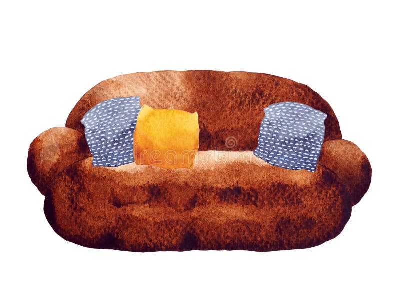 Färgmålning för brunsofa-konst illustration vektor illustrationer