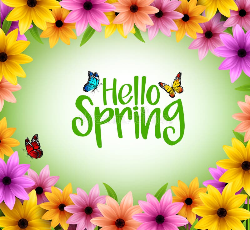 Färgrik blommabakgrundsram för vårsäsong stock illustrationer