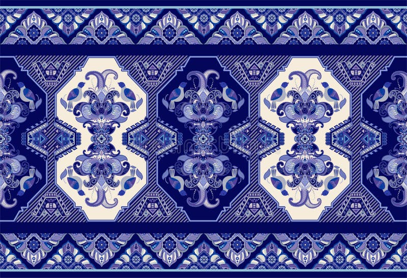 Färgrik dekorativ sömlös vektordesign för matta, tapis Sömlös dekorativ matta Geometrisk blom- bakgrund royaltyfri illustrationer