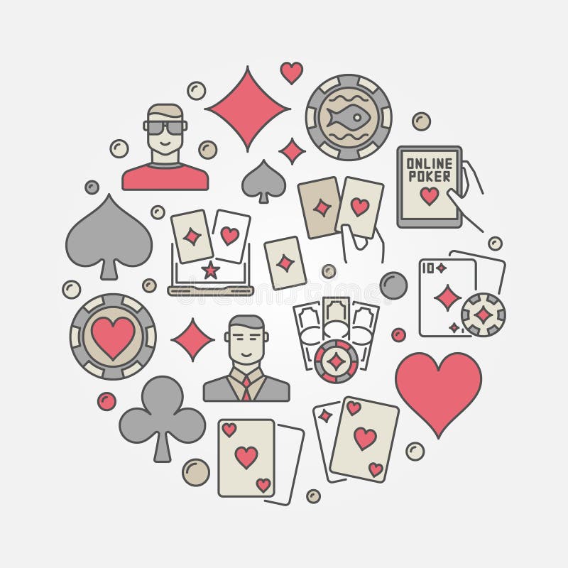 Färgrik rund illustration för poker royaltyfri illustrationer Färgrik rund illustration för poker royaltyfri illustrationer