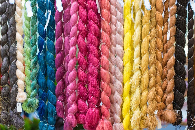 Colorful raw silk thread background. Colorful raw silk thread background