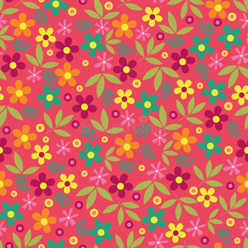 Färgrik seamless blommamodell för bakgrund stock illustrationer