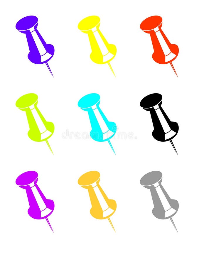 Färgrik stiftpush stock illustrationer