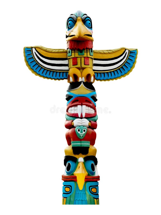 Colorful totem pole. Isolated on white background. Colorful totem pole. Isolated on white background.