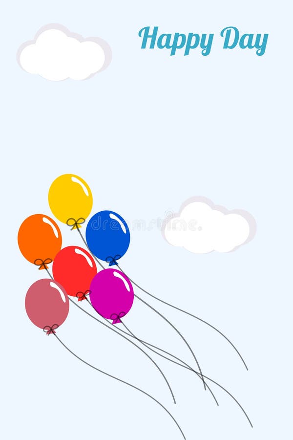 Färgrika ballonger på ljus - blå himmel vektor illustrationer Färgrika ballonger på ljus - blå himmel vektor illustrationer