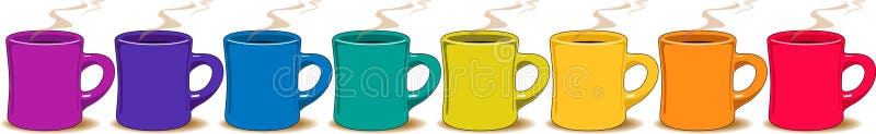 Färgrika koppar för kaffe stock illustrationer