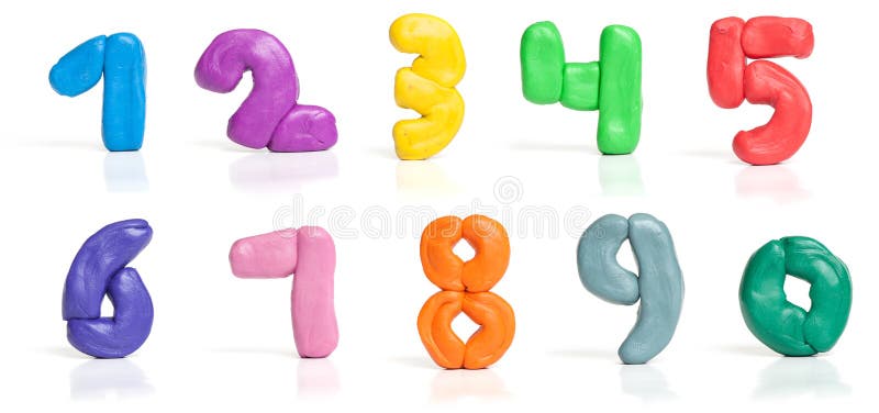 Färgrika plasticinesiffror arkivfoto Färgrika plasticinesiffror arkivfoto