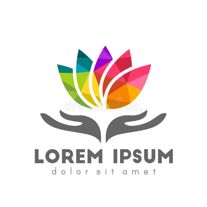 Färgrikt abstrakt begrepp för logo för lotusblommablomma vektor illustrationer