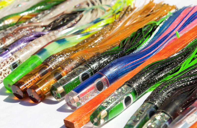 Färgrikt fiske lockar royaltyfri foto Färgrikt fiske lockar royaltyfri foto