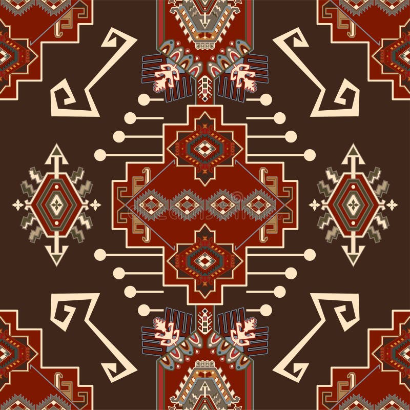 Färgstark dekorationsvektor för mattor, mattor, textilier Sömlösa tapeter Geometrisk floralt bakgrund royaltyfri illustrationer