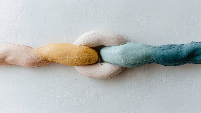Färgstarka, abstrakta kedjor med texturerade färgfläckar i pastellskuggor på arbetsytan stock illustrationer